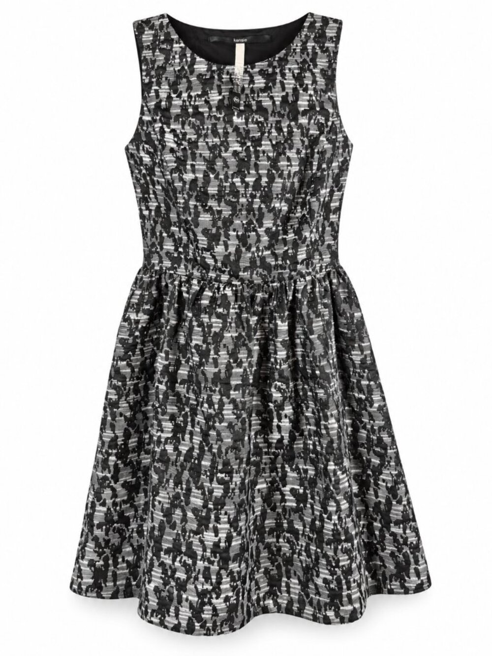 Kensie Medium Black White Fit & Flare Sleeveless Dress